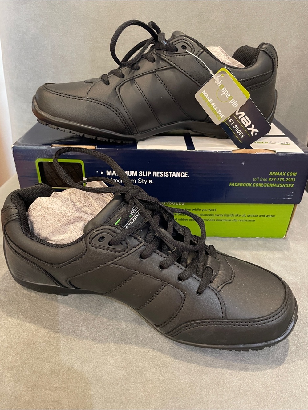 NEW SR Max Rialto Women’s 7.5 Slip-Resistant Black Work Sneakers SRM 600